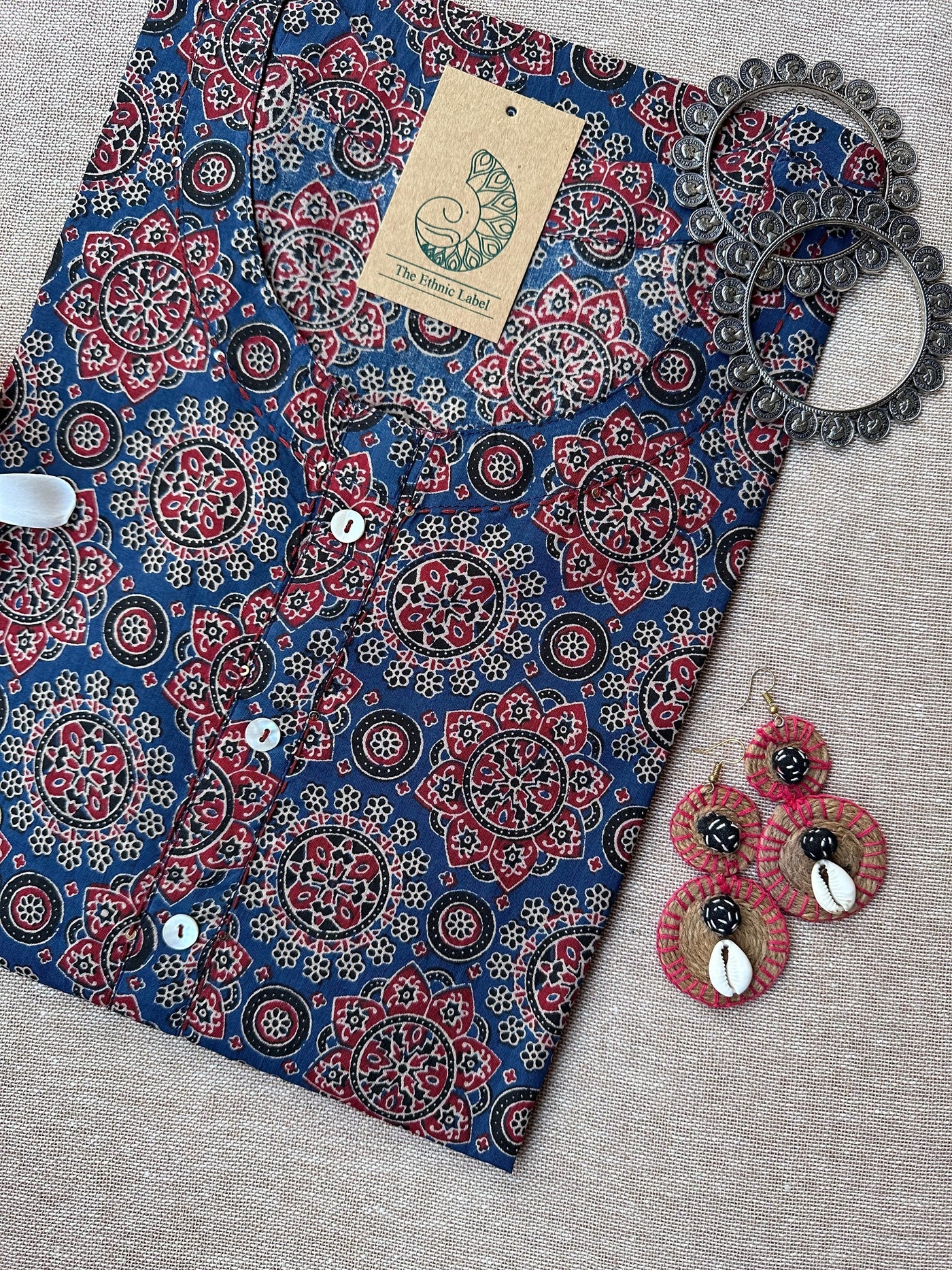 "Roshan" Ajrakh Hand Block Printed  Cotton kurta