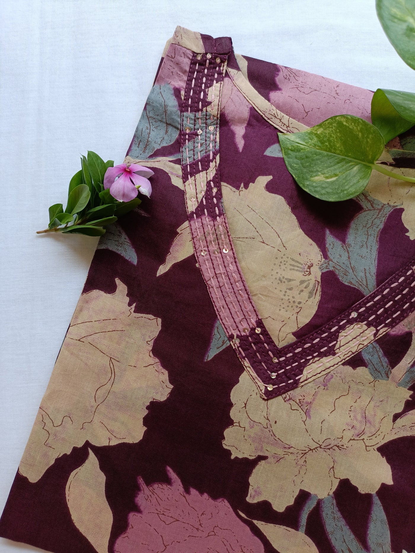 "Navya" Sanganeri hand block printed cotton Kurta