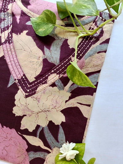 "Navya" Sanganeri hand block printed cotton Kurta