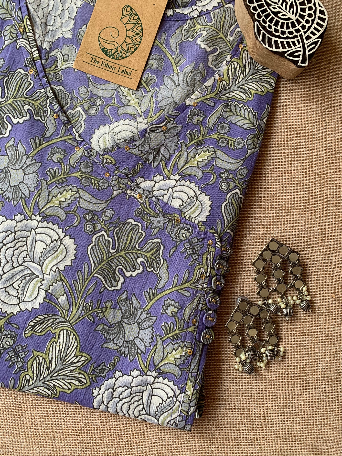 "Shama" Hand Block Printed Angrakha Cotton kurta (S to 5XL)