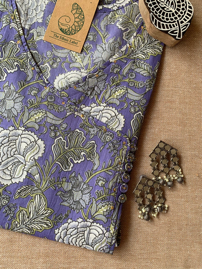 "Shama" Hand Block Printed Angrakha Cotton kurta (S to 5XL)