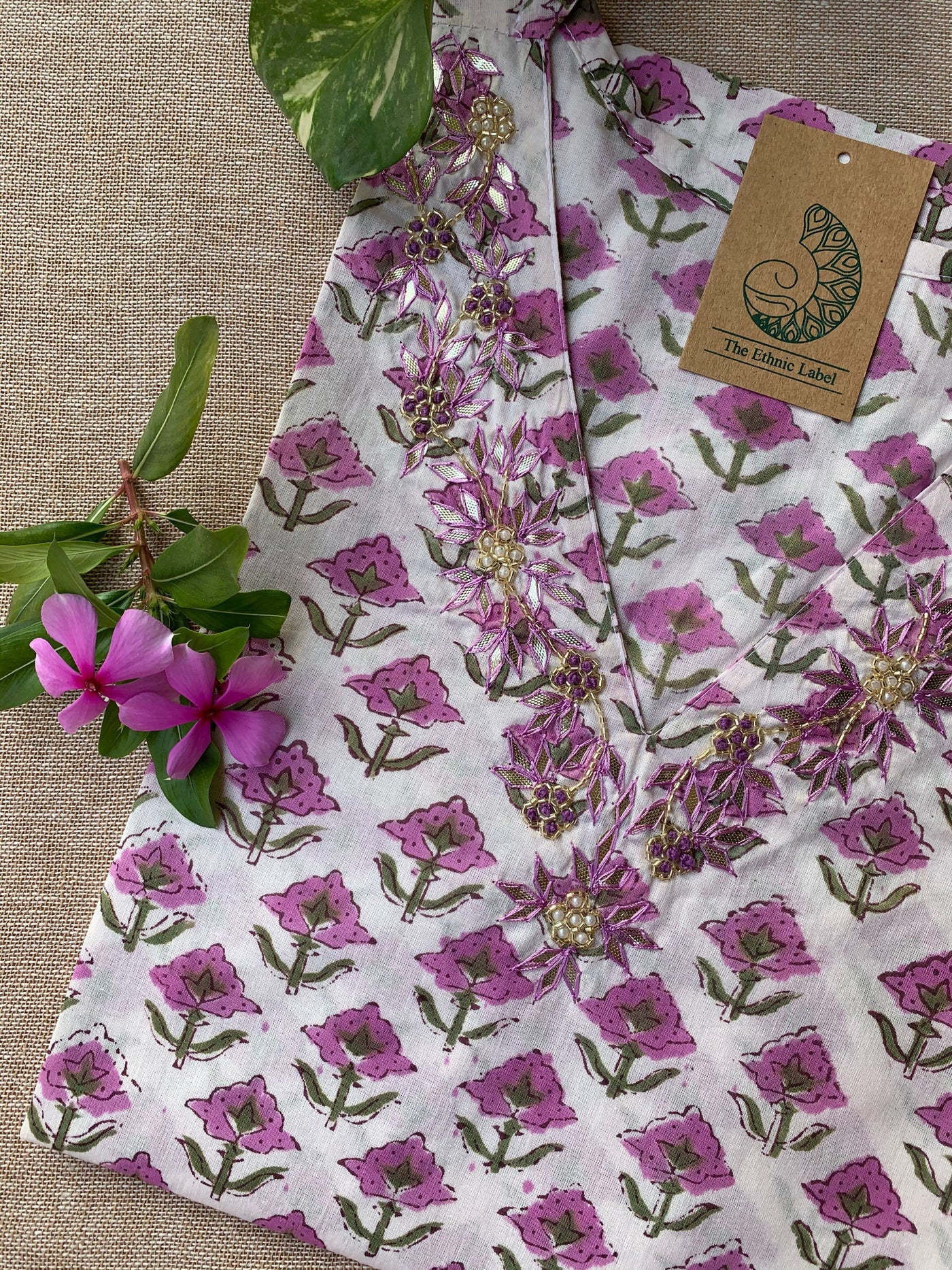 "Anmol" Hand Work Embellished Cotton kurta