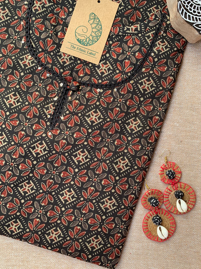 "Sudha" Ajrakh Hand Block Printed Cotton kurta