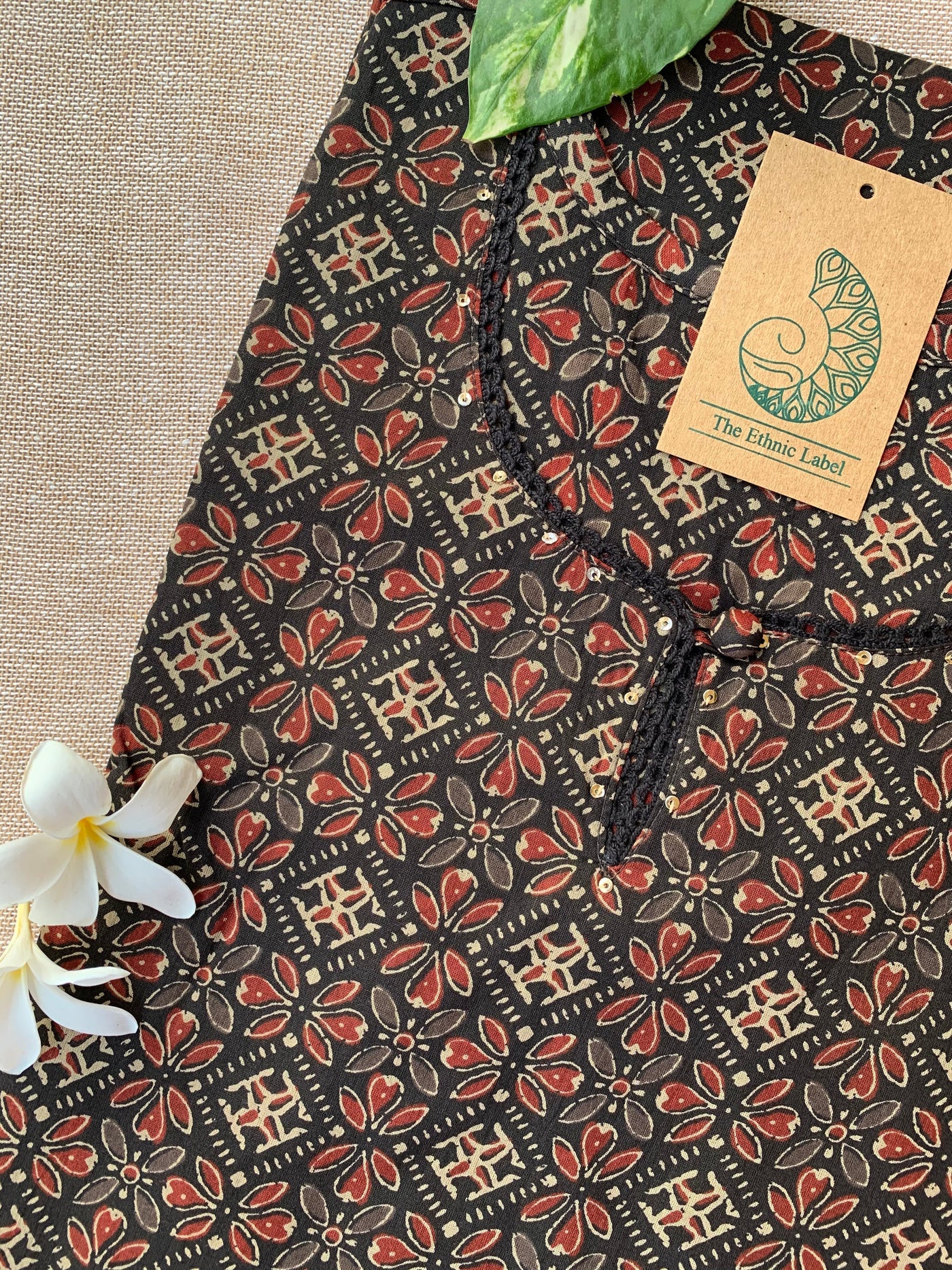 "Sudha" Ajrakh Hand Block Printed Cotton kurta