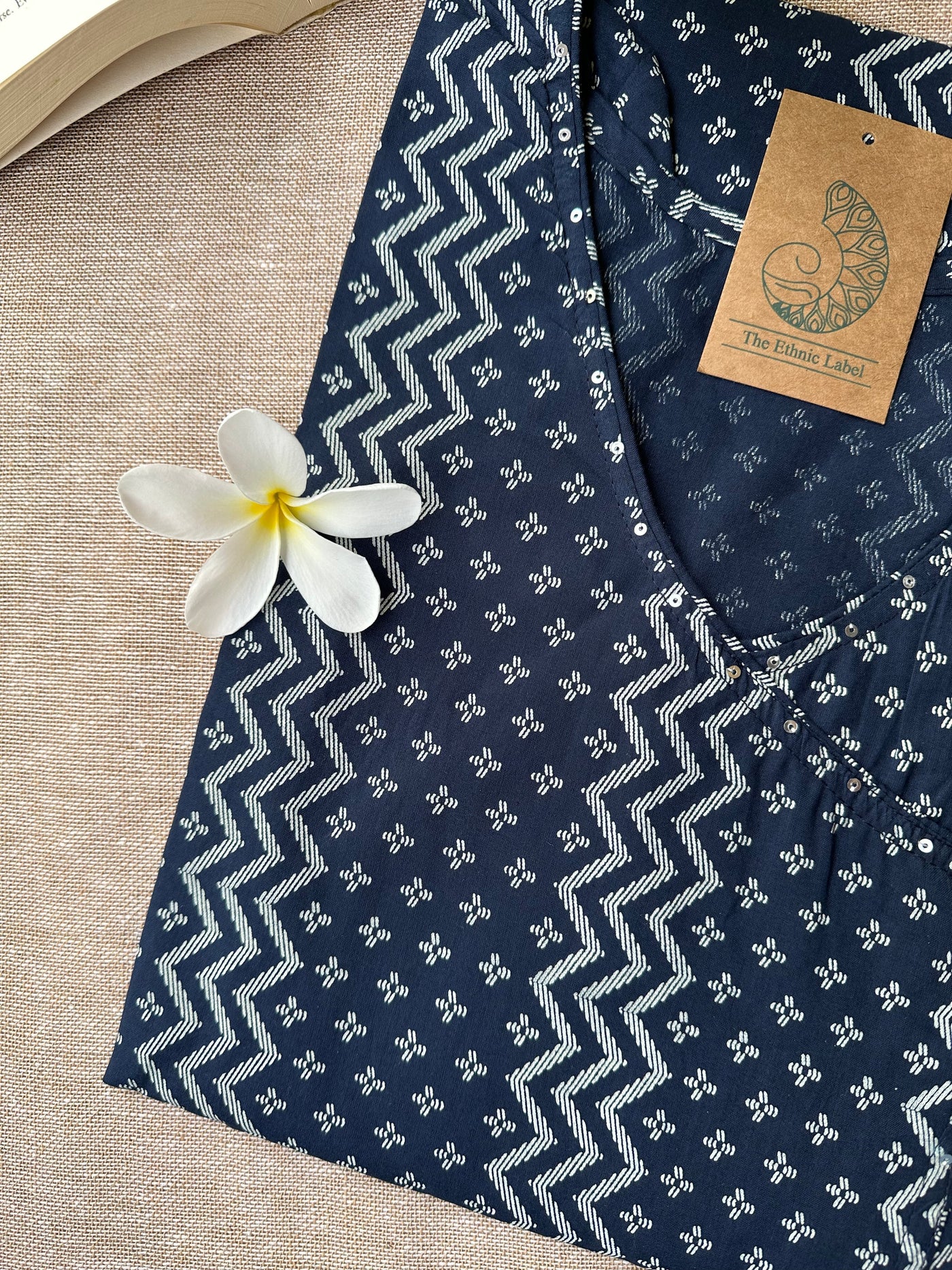 "Ira" Blue Angrakha Cotton Kurta