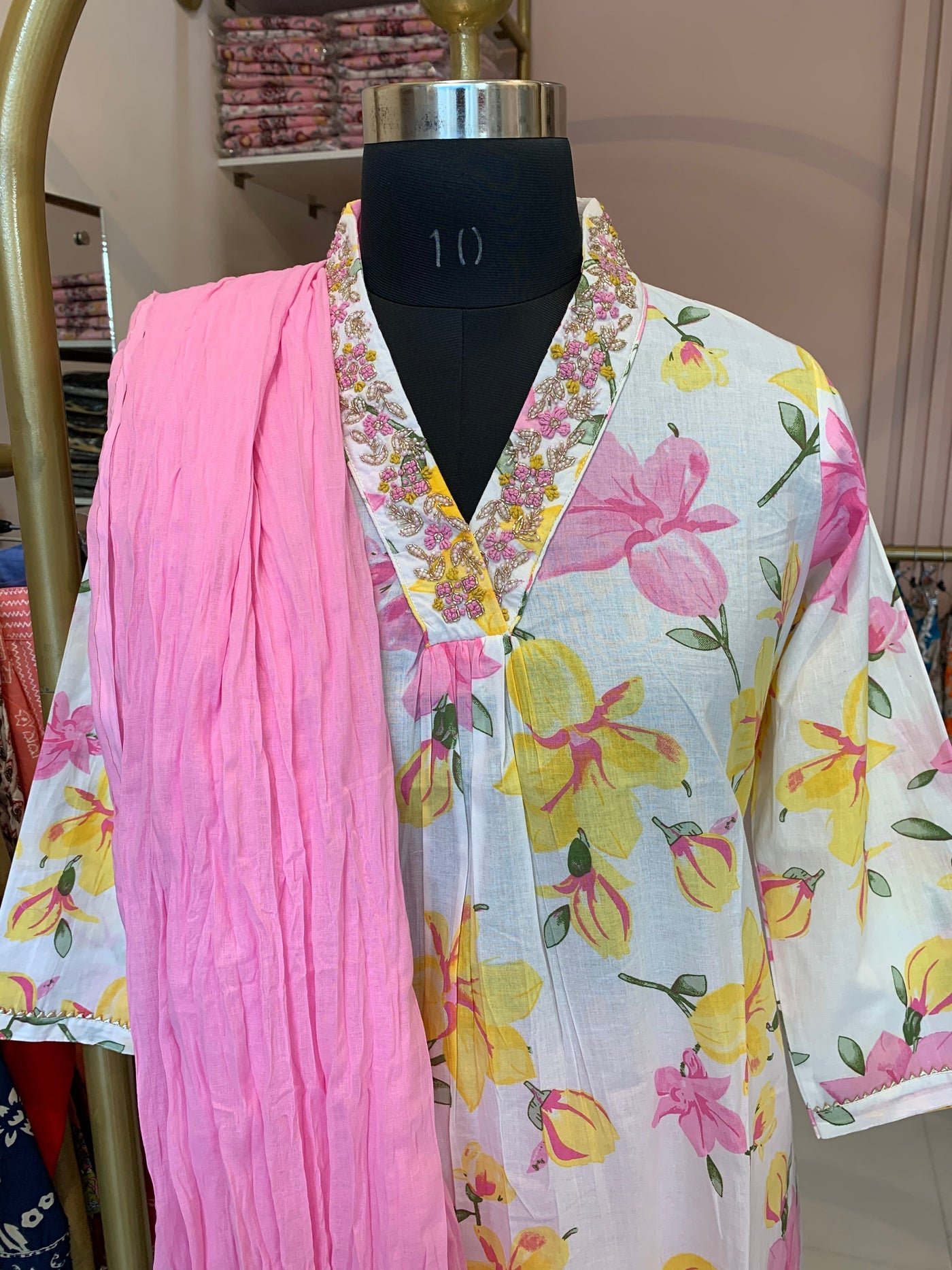 "Phool" Hand Block Printed Cotton Kurta Set(3pc)