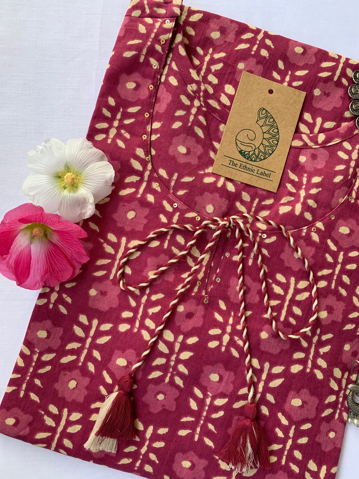 Bagru Hand Block Printed Tassel Cotton Kurta