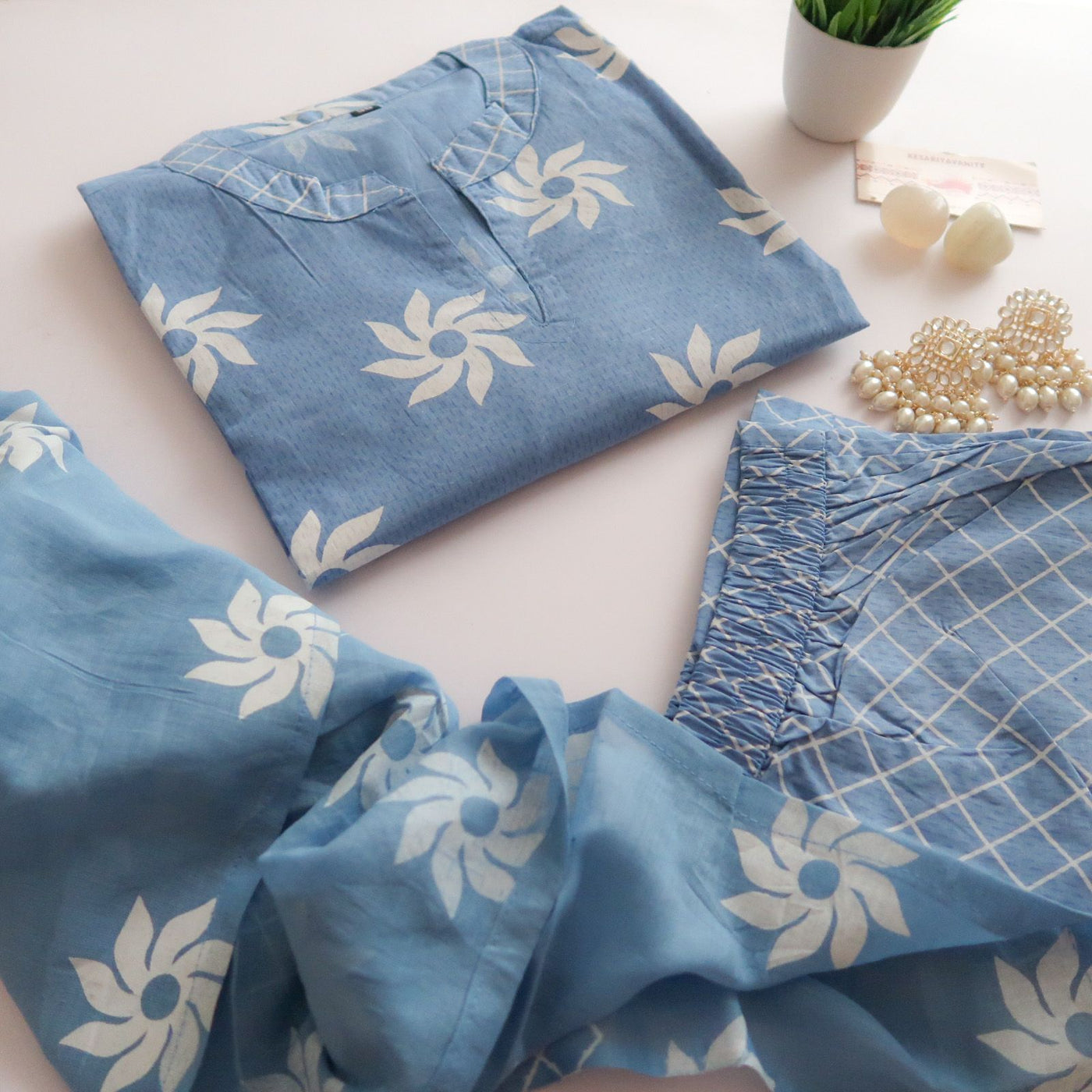 Powder Blue Cotton Suit